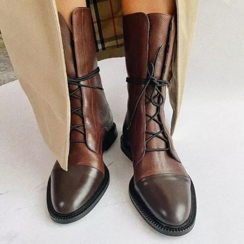 Stiefeletten Damen mit Schnürung und Blockabsatz