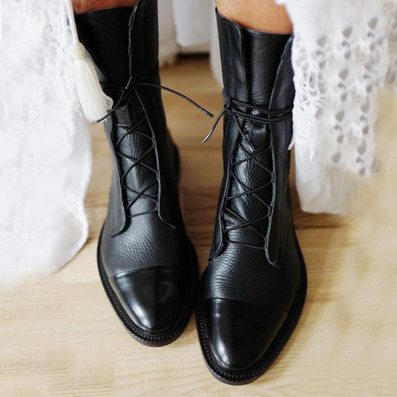 Stiefeletten Damen mit Schnürung und Blockabsatz