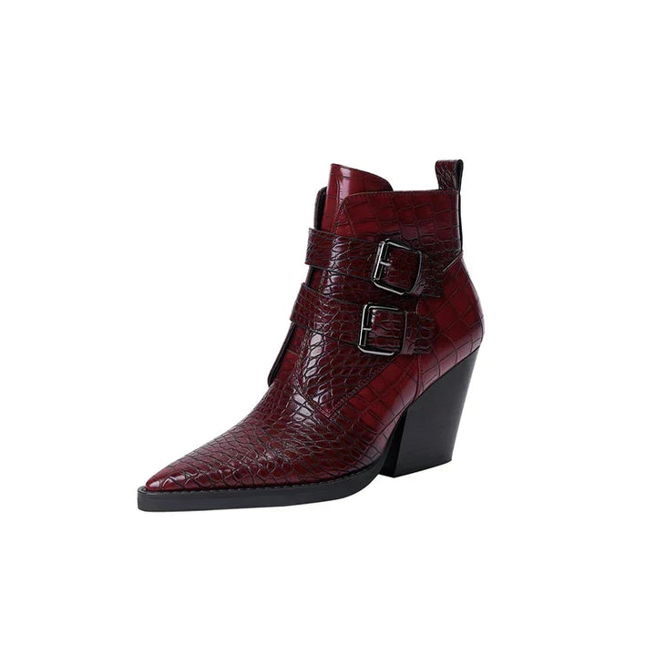 Stiefeletten Damen mit Spitzer Kappe und Zierschnalle
