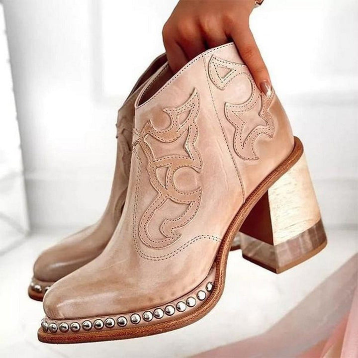 Stiefeletten Damen mit Westernnaht und Blockabsatz