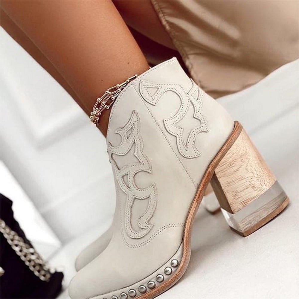 Stiefeletten Damen mit Westernnaht und Blockabsatz