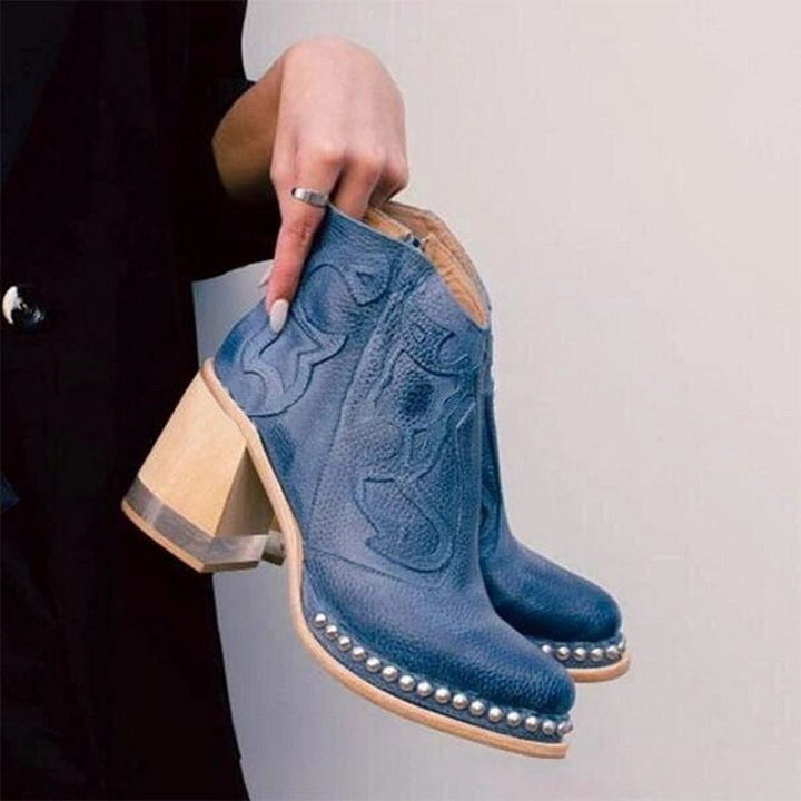 Stiefeletten Damen mit Westernnaht und Blockabsatz