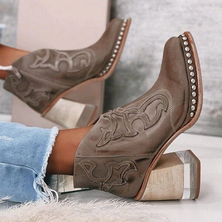 Stiefeletten Damen mit Westernnaht und Blockabsatz