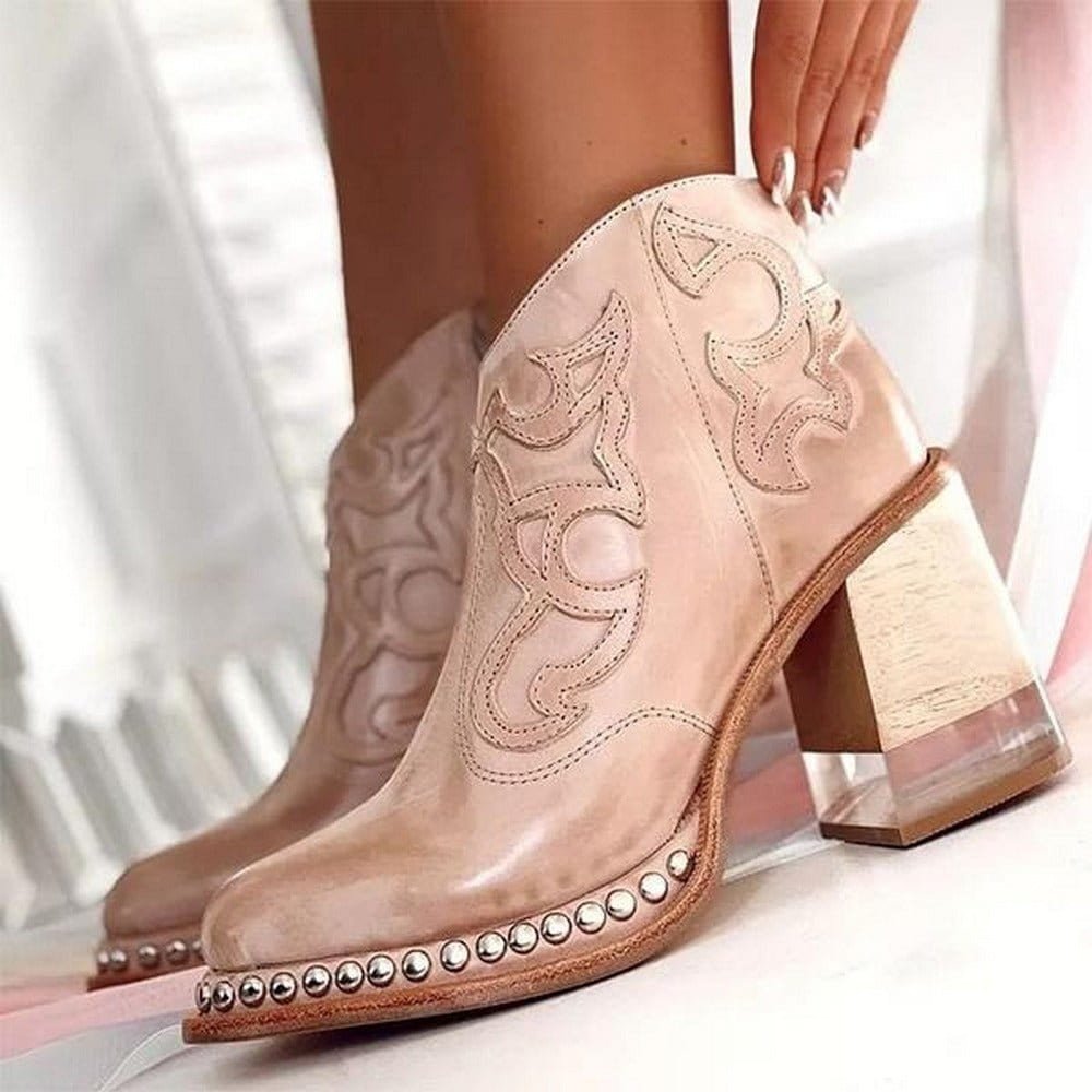 Stiefeletten Damen mit Westernnaht und Blockabsatz