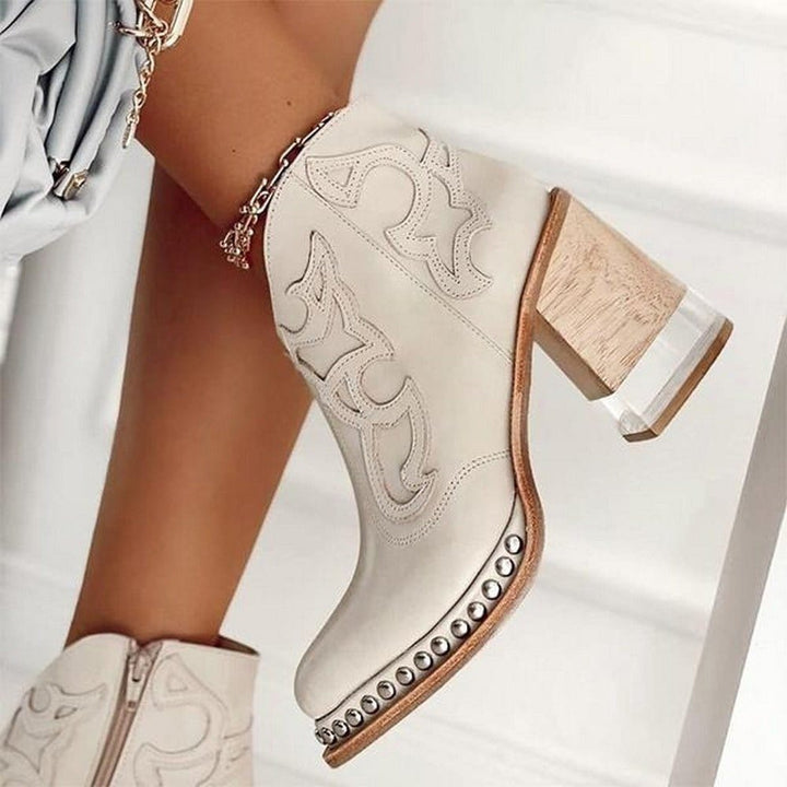 Stiefeletten Damen mit Westernnaht und Blockabsatz