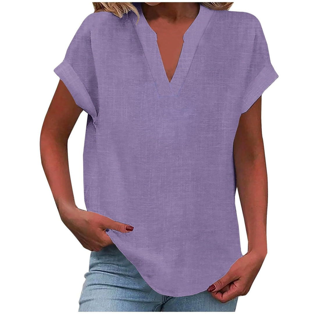 Sunny | Damen Luftige Kurzarm Leinenbluse