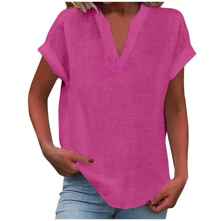Sunny | Damen Luftige Kurzarm Leinenbluse