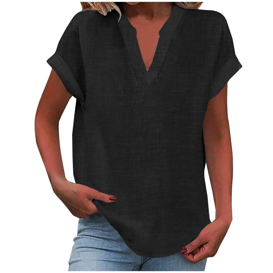 Sunny | Damen Luftige Kurzarm Leinenbluse