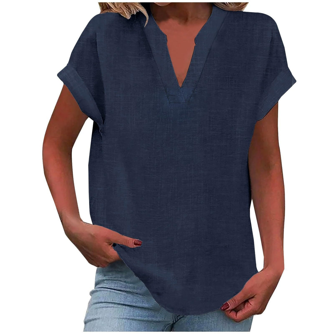 Sunny | Damen Luftige Kurzarm Leinenbluse