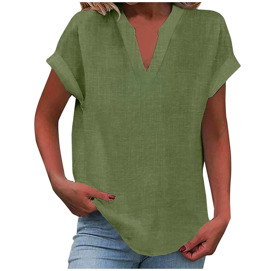 Sunny | Damen Luftige Kurzarm Leinenbluse