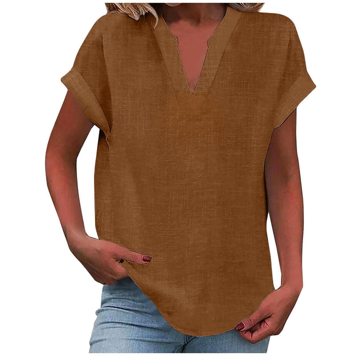 Sunny | Damen Luftige Kurzarm Leinenbluse