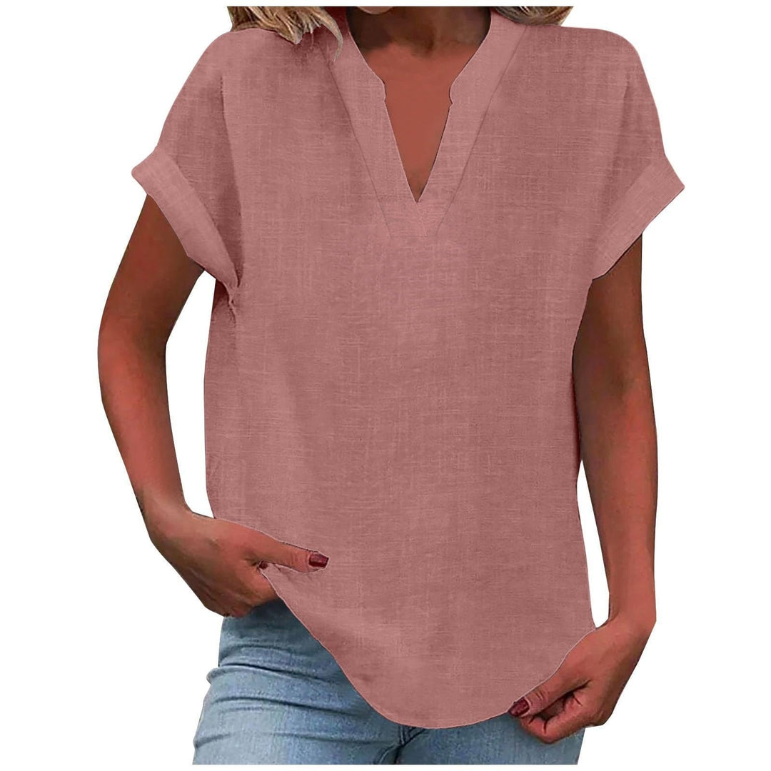 Sunny | Damen Luftige Kurzarm Leinenbluse