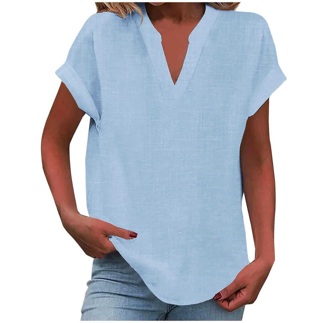 Sunny | Damen Luftige Kurzarm Leinenbluse