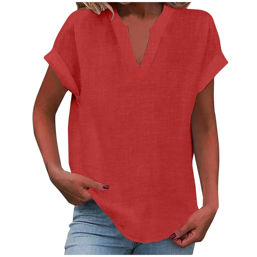 Sunny | Damen Luftige Kurzarm Leinenbluse