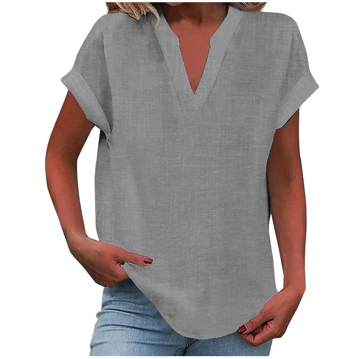 Sunny | Damen Luftige Kurzarm Leinenbluse