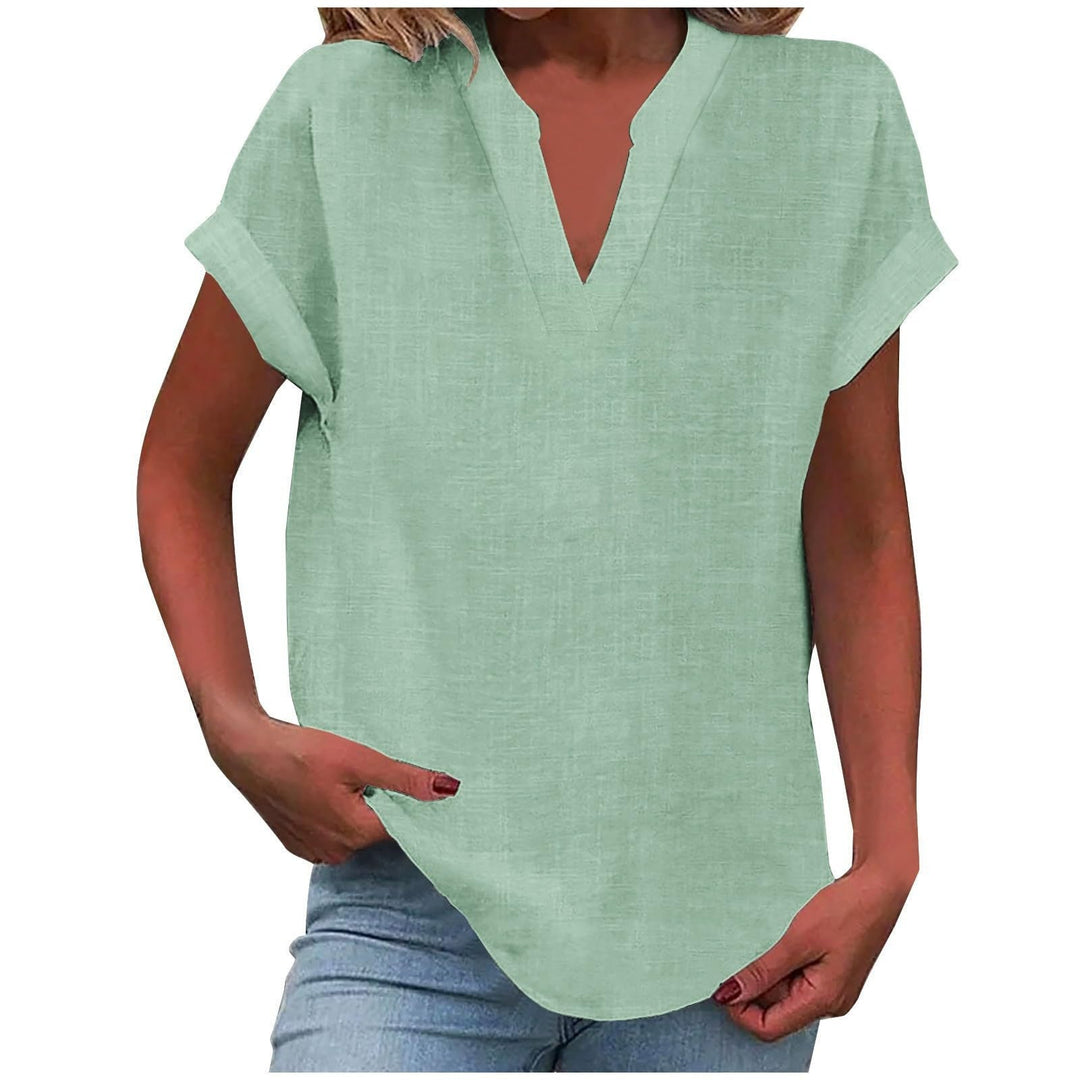 Sunny | Damen Luftige Kurzarm Leinenbluse