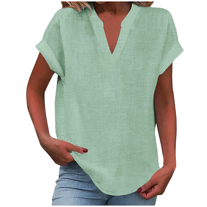 Sunny | Damen Luftige Kurzarm Leinenbluse