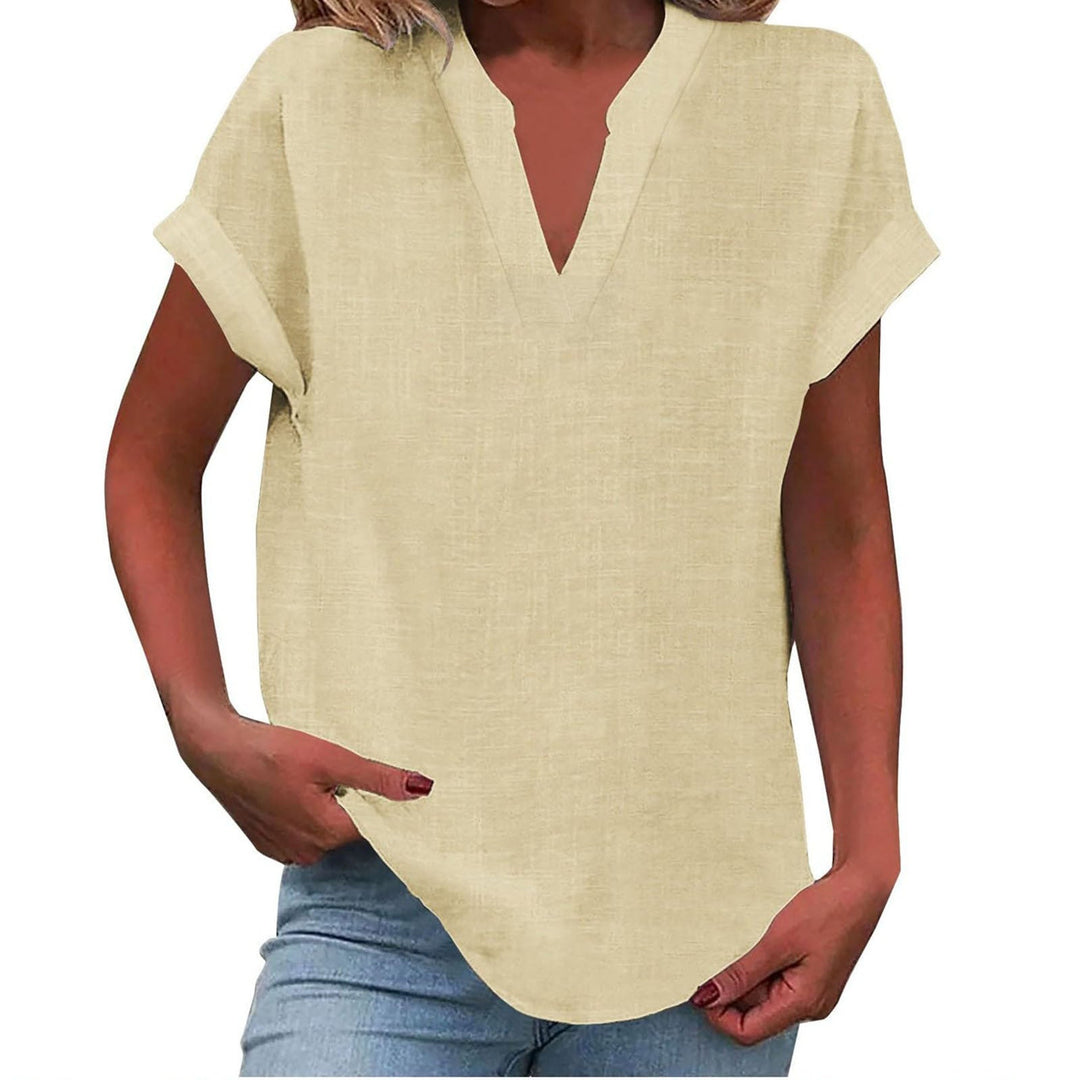 Sunny | Damen Luftige Kurzarm Leinenbluse