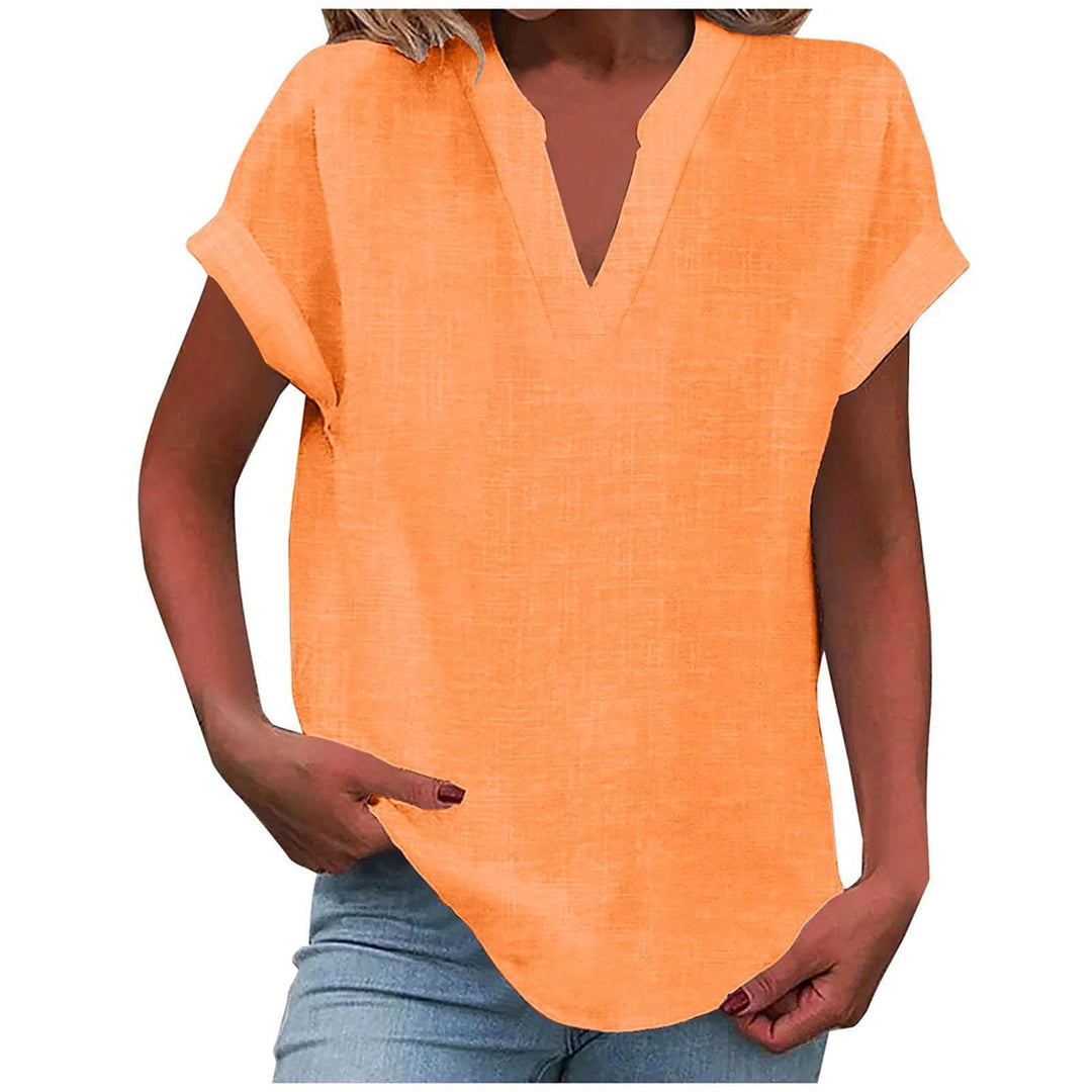 Sunny | Damen Luftige Kurzarm Leinenbluse