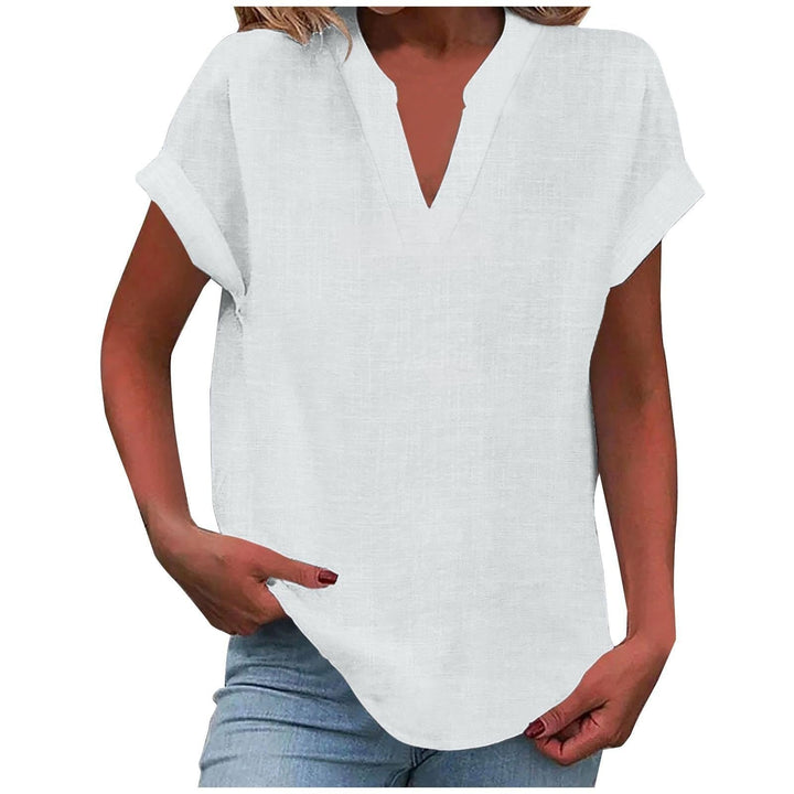 Sunny | Damen Luftige Kurzarm Leinenbluse