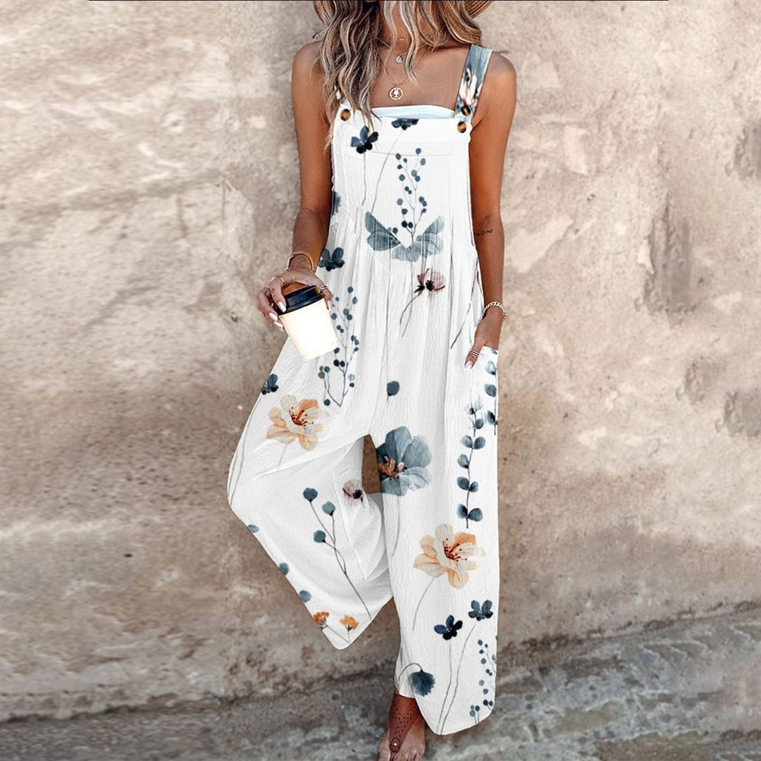 Sunny | Damen Weite Blumendruck Latzhose