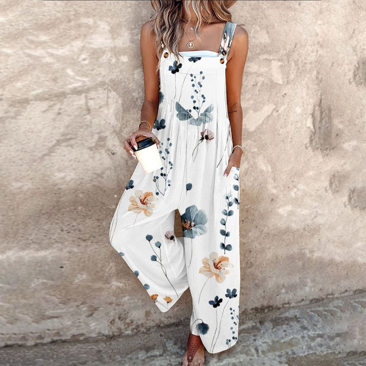 Sunny | Damen Weite Blumendruck Latzhose