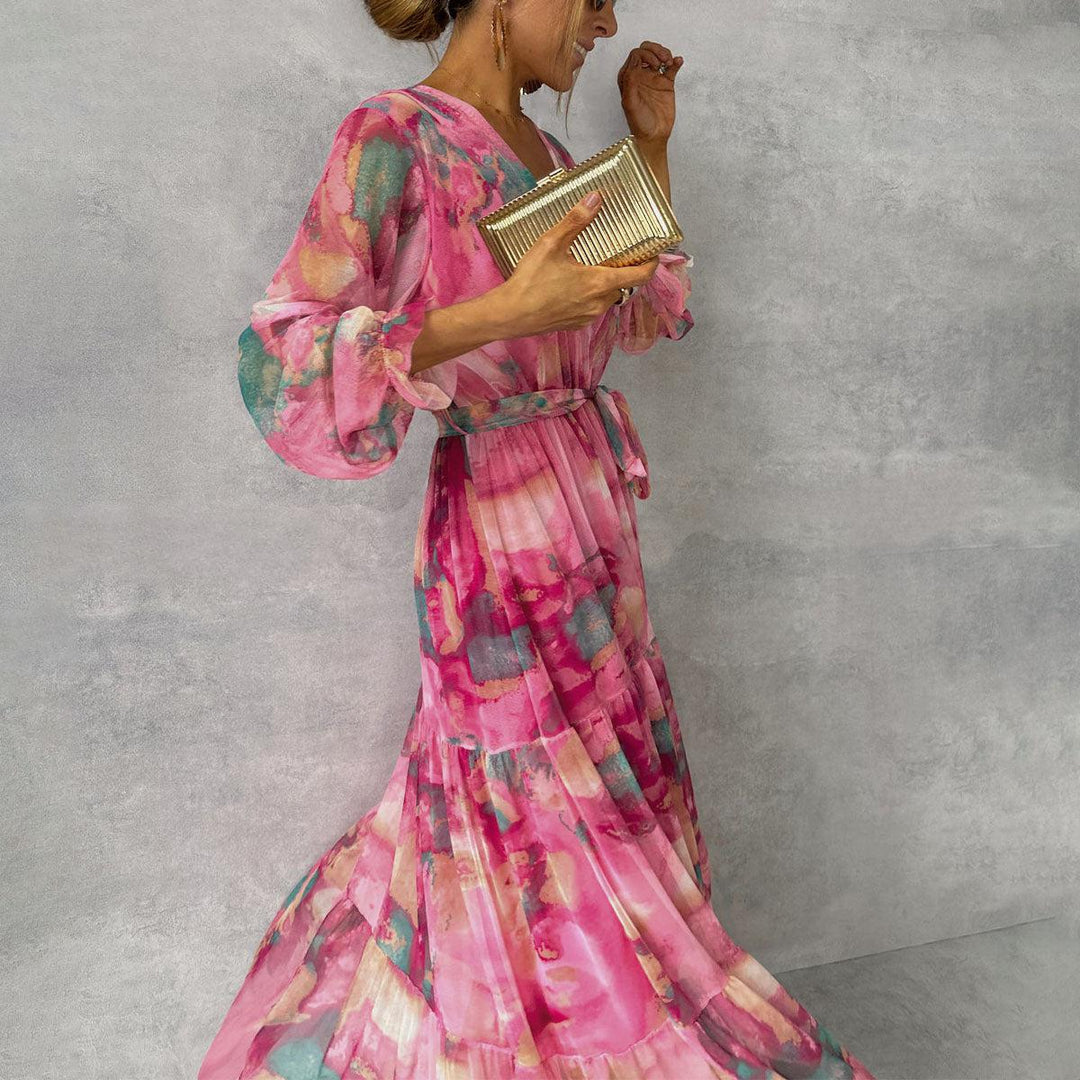 Susanne | Plissiertes Maxikleid mit Gürtel