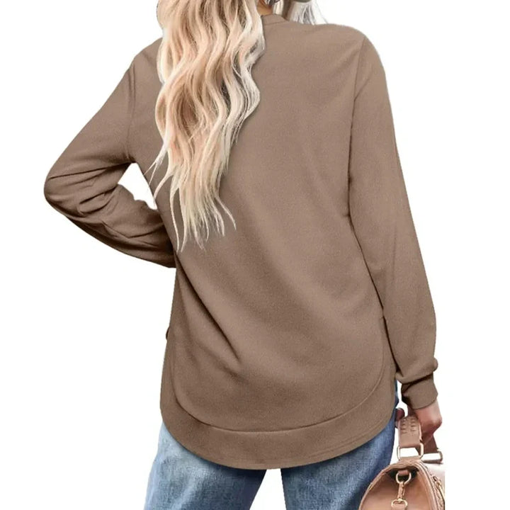 Svea Damen Langarmshirt mit Rundhals und abgerundetem High-Low-Saum