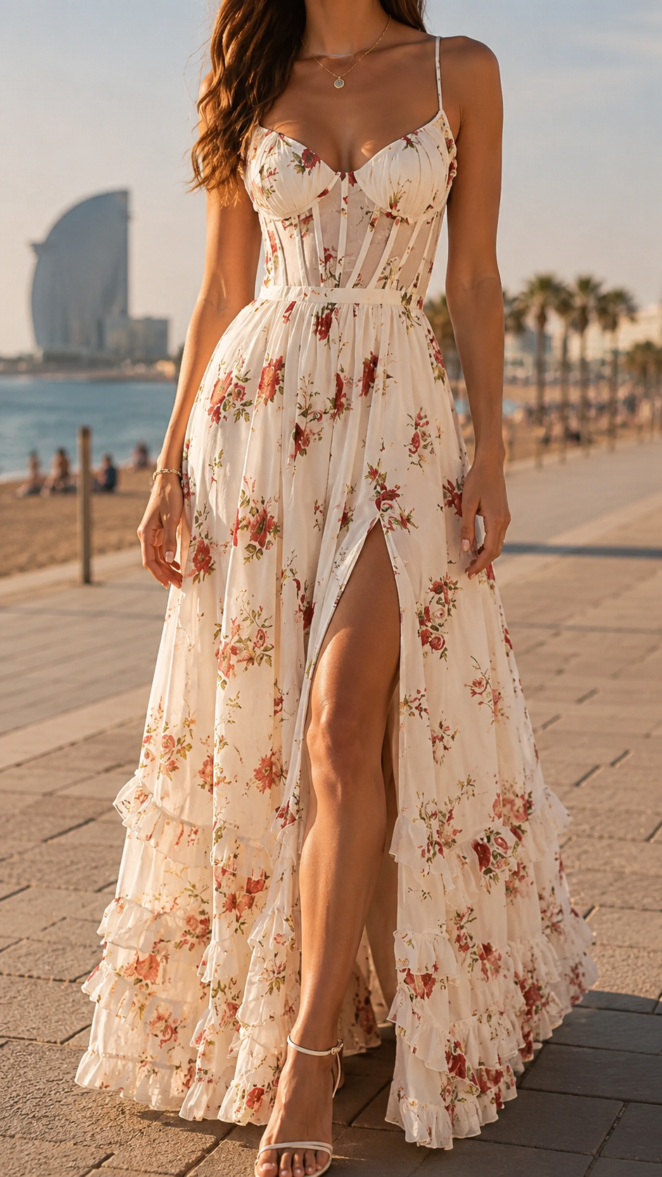 Thalia | Damen Florales Romantik Maxikleid
