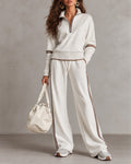 Thea | Damen Colorblock Zweiteiler mit Rollkragen und Weiter Hose