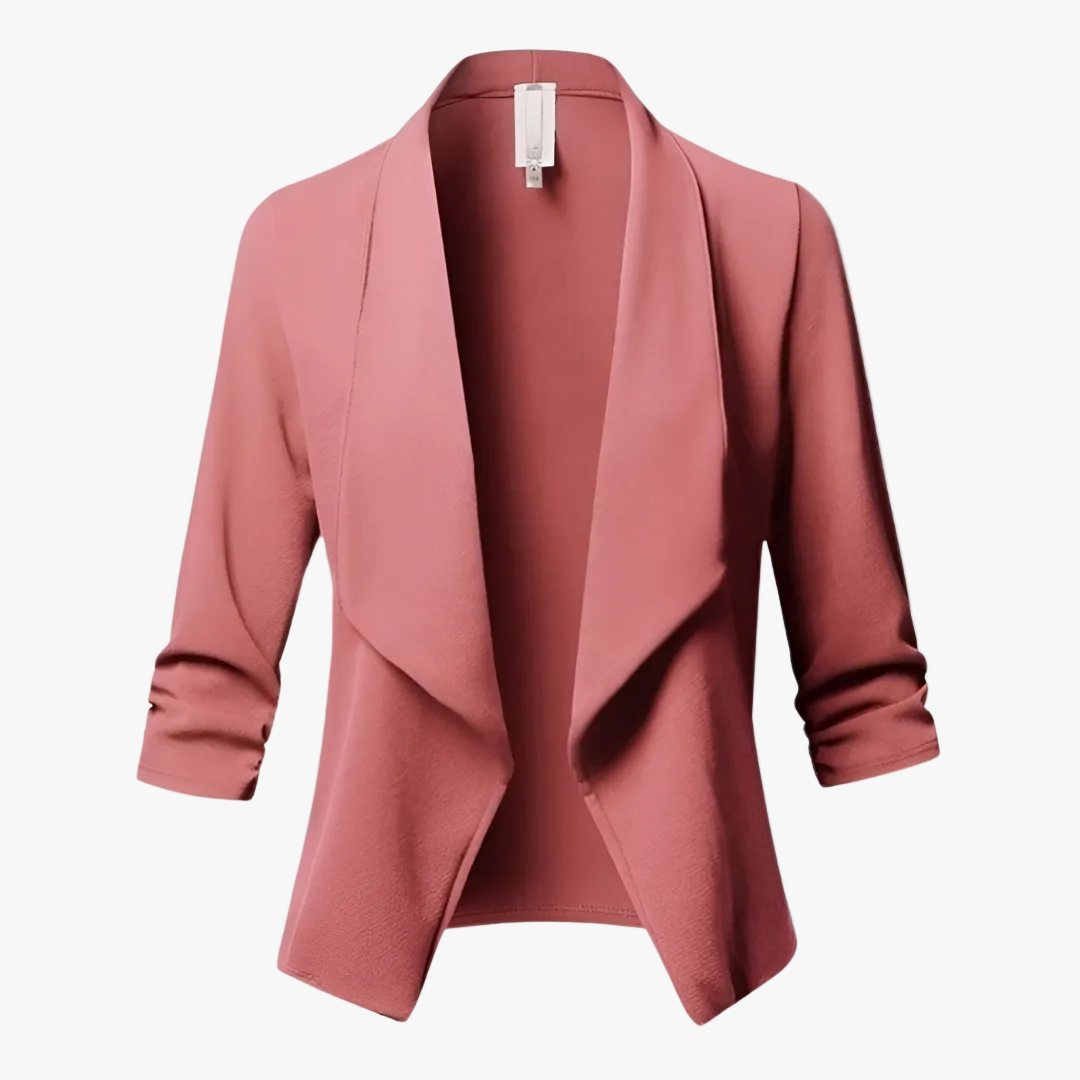 Thekla Damen Blazer mit Schalkragen und offener Front – Rosa