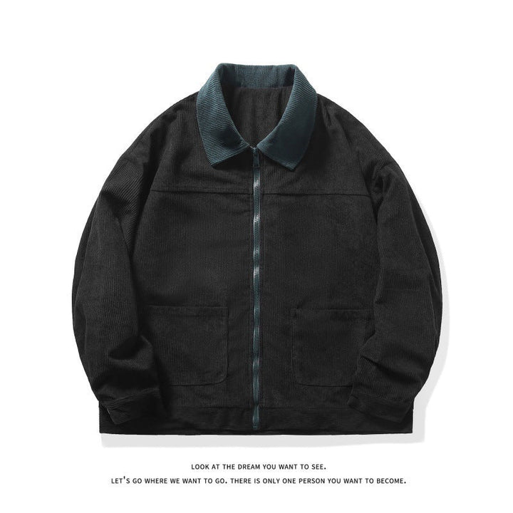 Theo | Herren Gefütterte Cordjacke mit Kontrastkragen