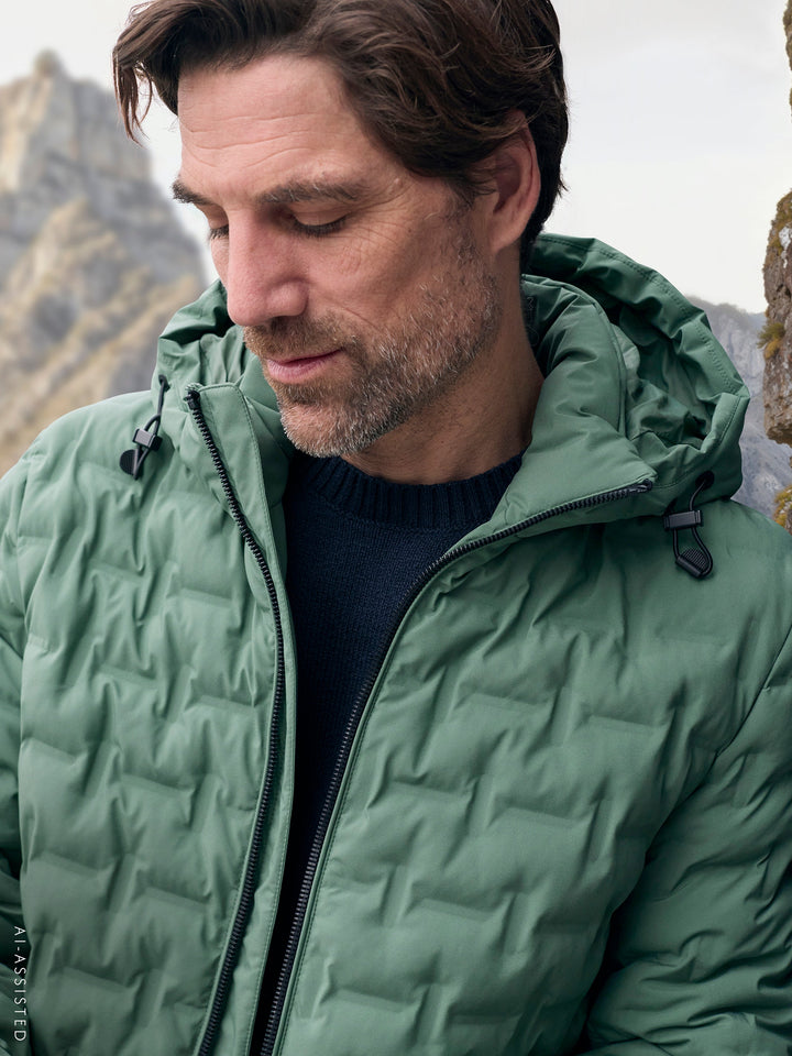 Theo Herren Steppjacke mit abnehmbarer Kapuze und elastischen Bündchen