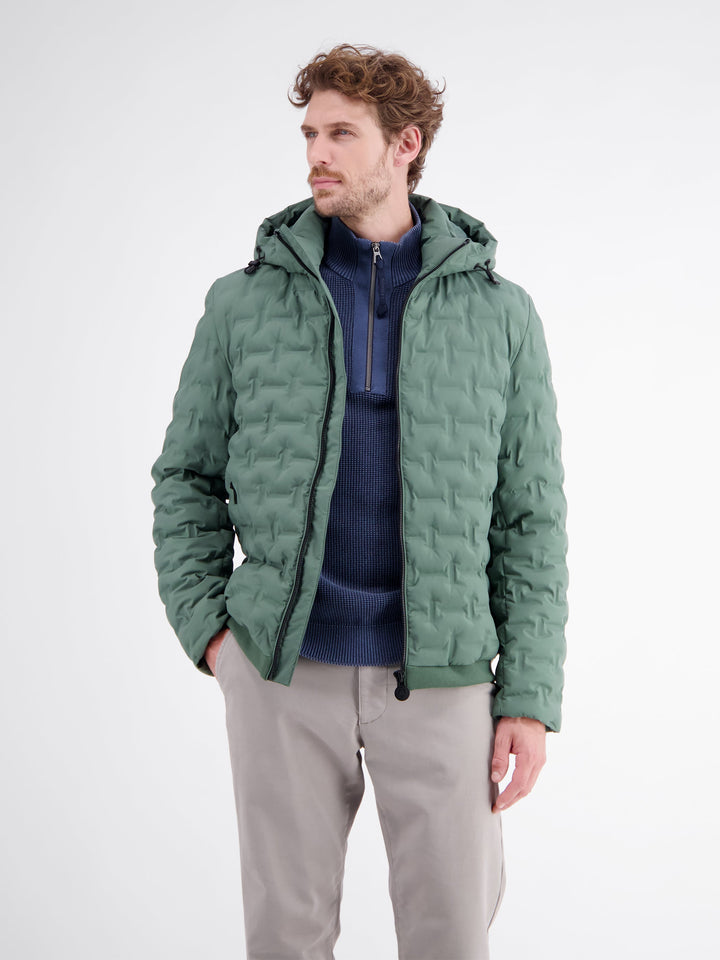 Theo Herren Steppjacke mit abnehmbarer Kapuze und elastischen Bündchen