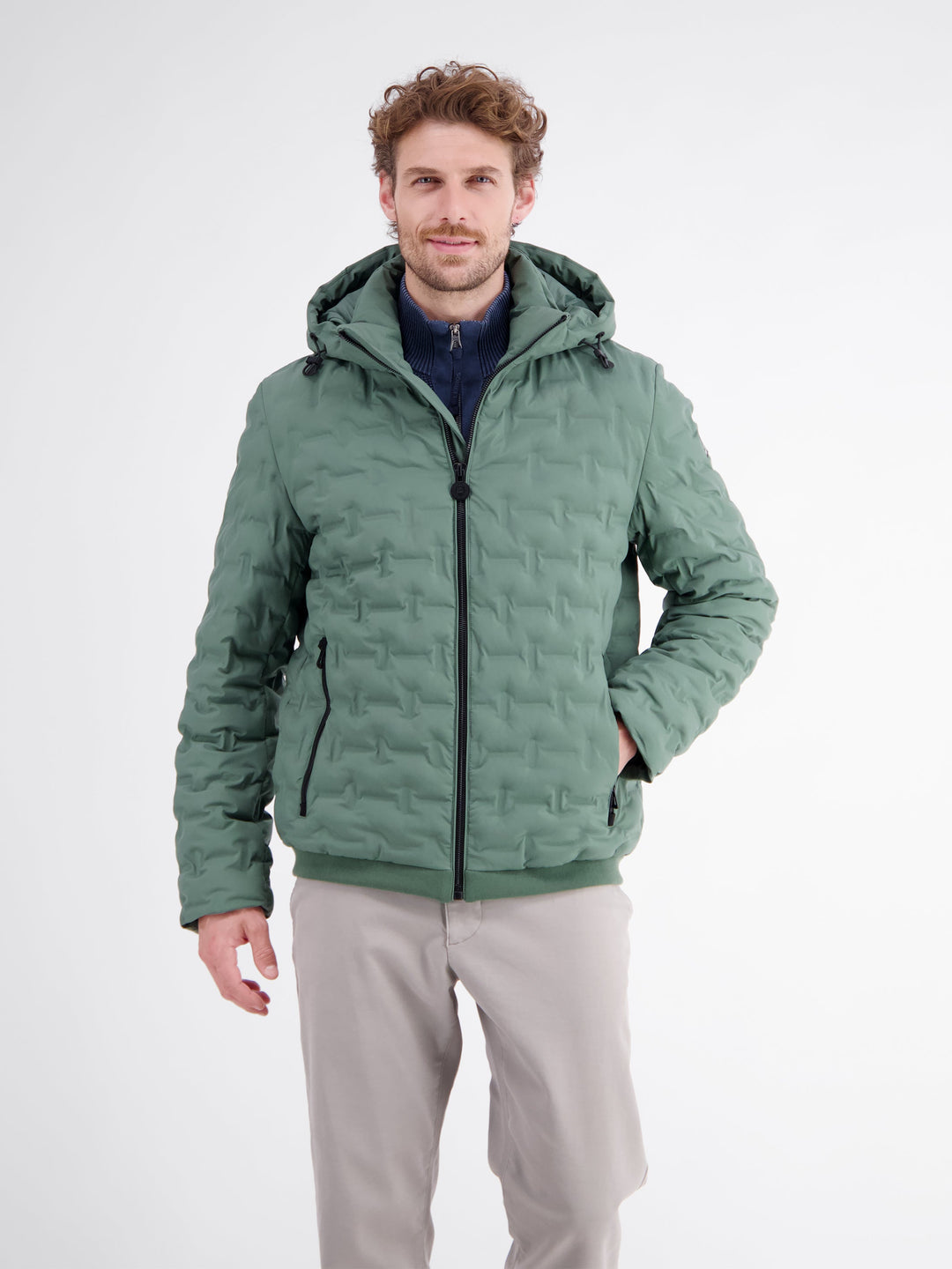Theo Herren Steppjacke mit abnehmbarer Kapuze und elastischen Bündchen