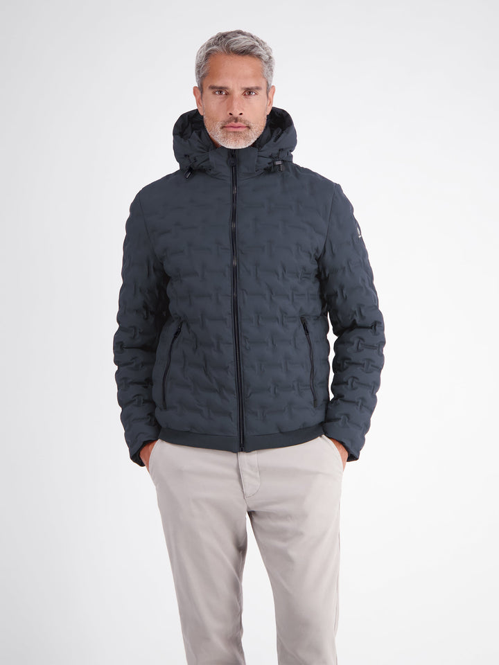 Theo Herren Steppjacke mit abnehmbarer Kapuze und elastischen Bündchen – Marineblau