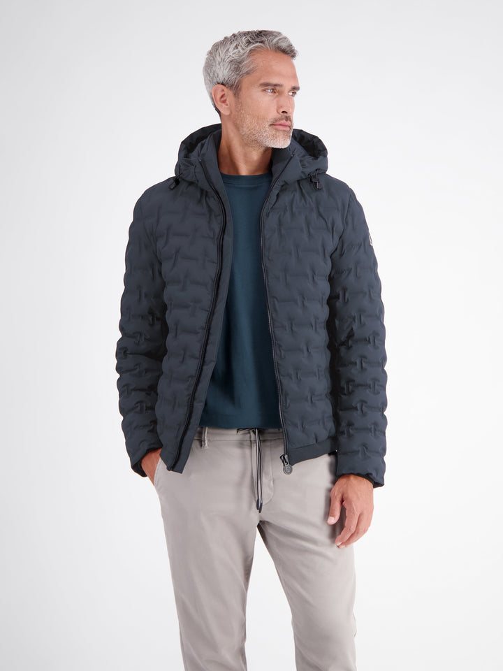 Theo Herren Steppjacke mit abnehmbarer Kapuze und elastischen Bündchen