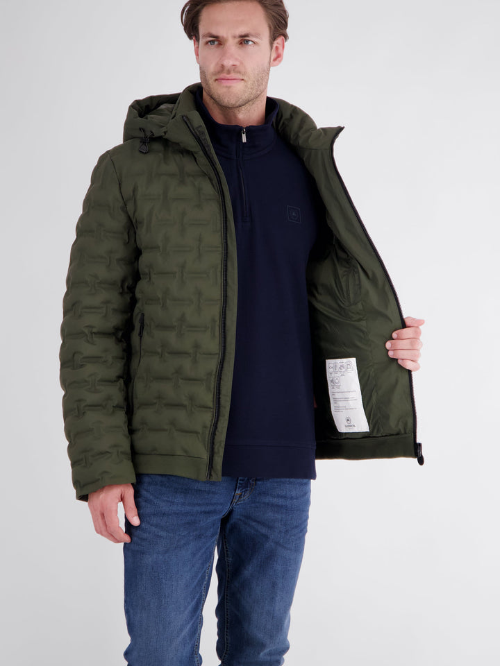 Theo Herren Steppjacke mit abnehmbarer Kapuze und elastischen Bündchen