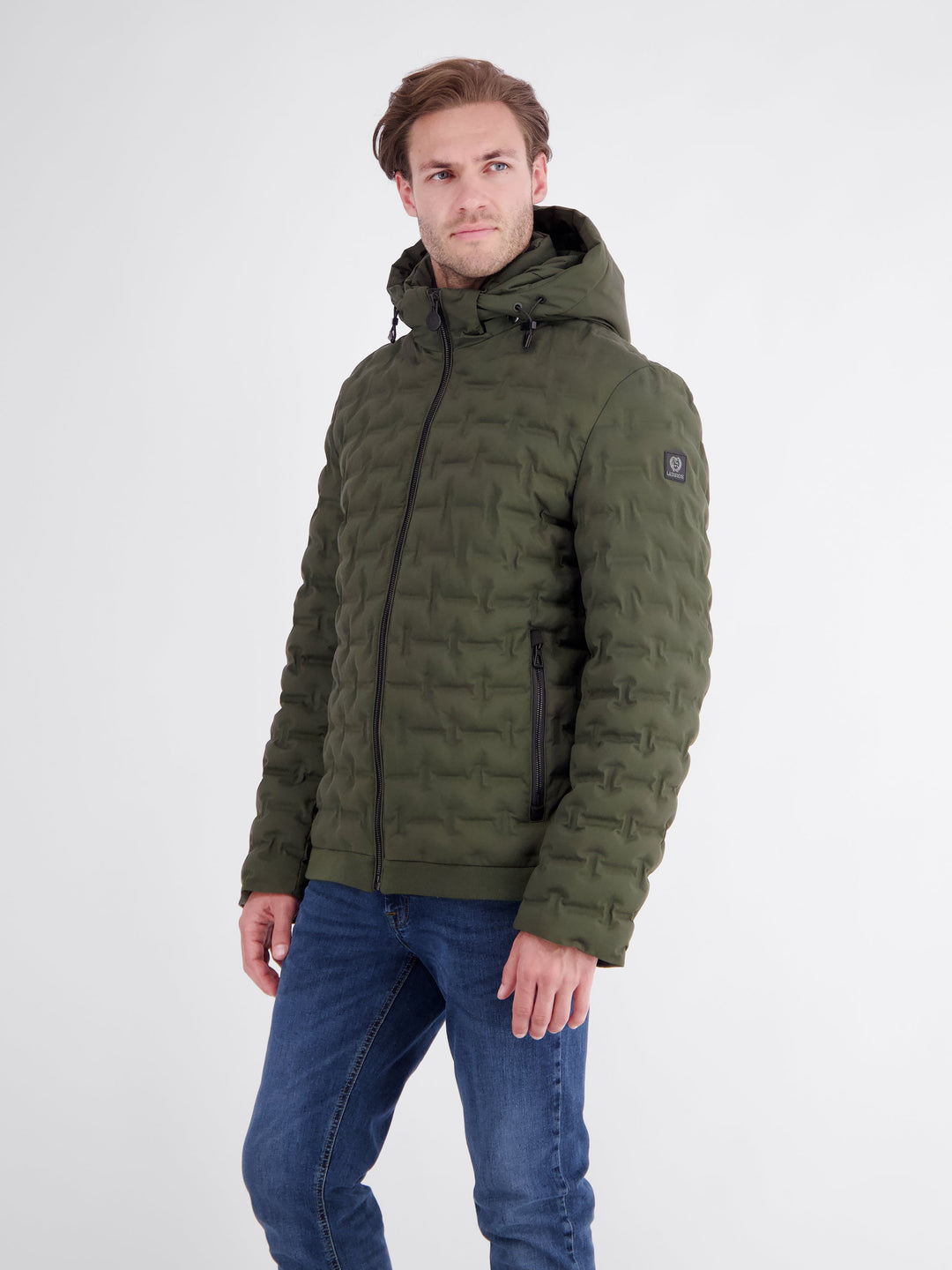 Theo Herren Steppjacke mit abnehmbarer Kapuze und elastischen Bündchen