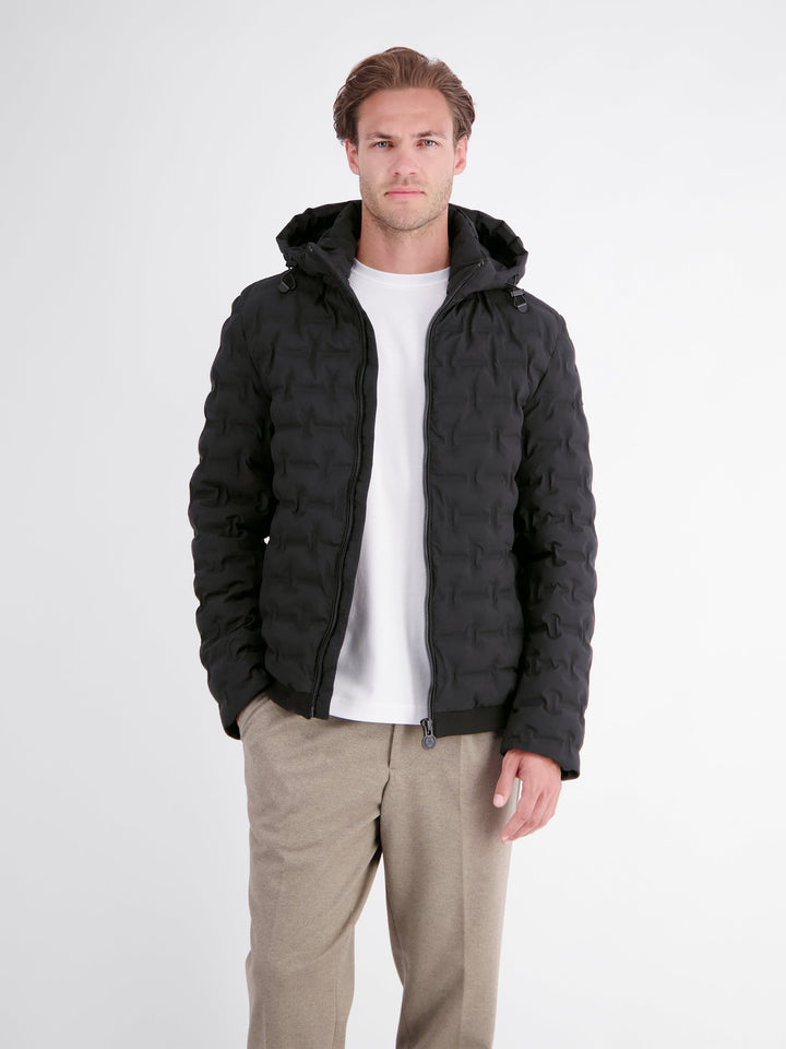 Theo Herren Steppjacke mit abnehmbarer Kapuze und elastischen Bündchen – Schwarz