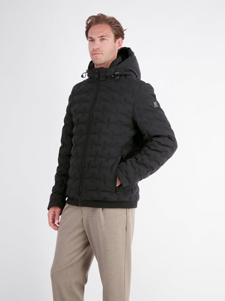 Theo Herren Steppjacke mit abnehmbarer Kapuze und elastischen Bündchen