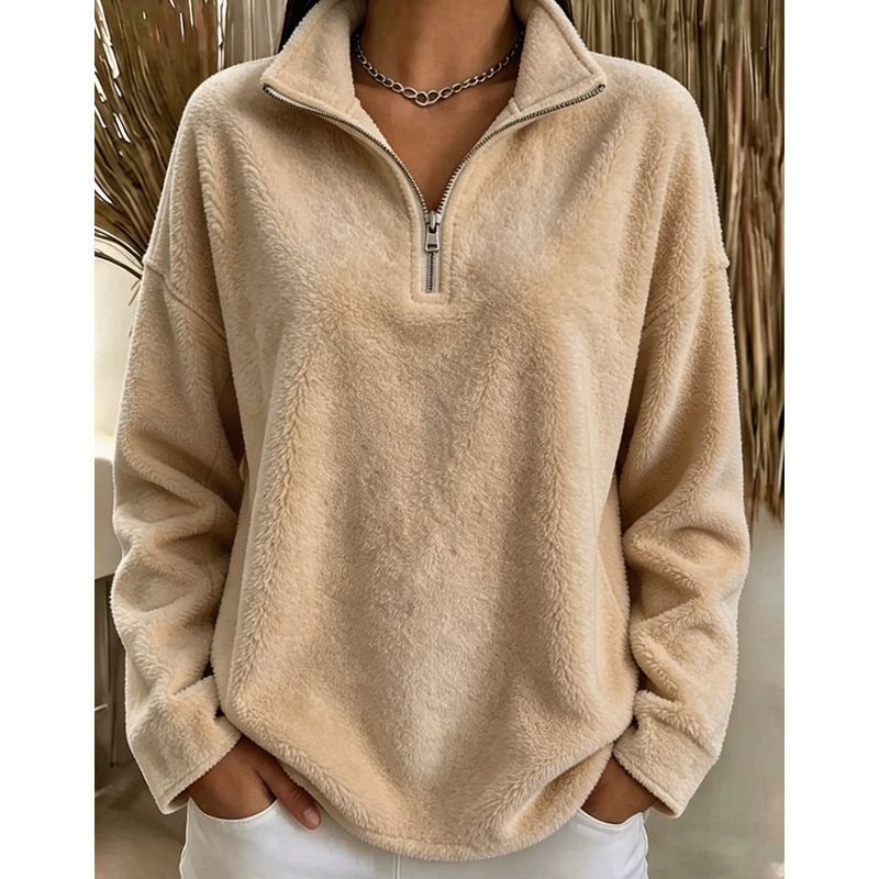 Tilda Troyer-Sweatshirt – Kurzer Reißverschluss und überschnittene Schultern