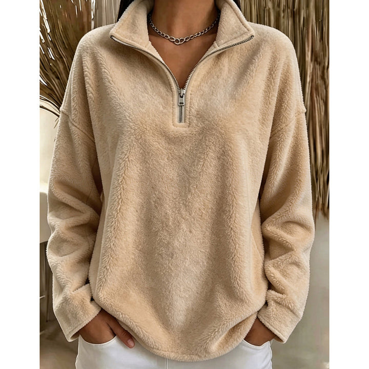 Tilda Troyer-Sweatshirt – Kurzer Reißverschluss und überschnittene Schultern