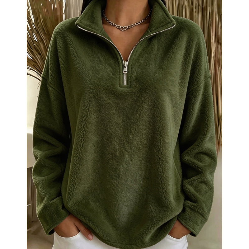 Tilda Troyer-Sweatshirt – Kurzer Reißverschluss und überschnittene Schultern