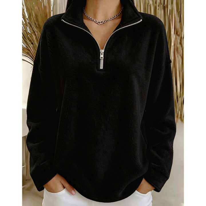 Tilda Troyer-Sweatshirt – Kurzer Reißverschluss und überschnittene Schultern