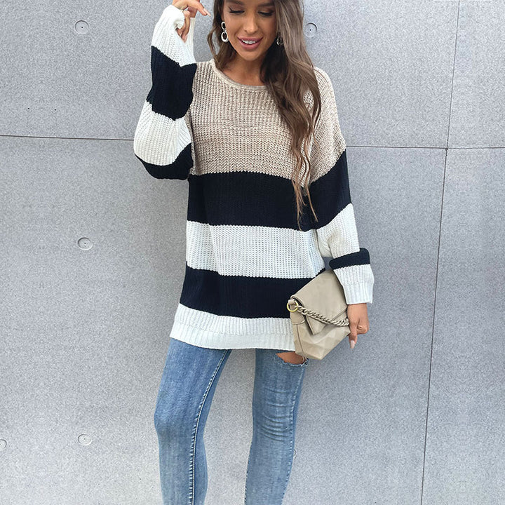 Tjorven | Damen Strickjumper mit Rundhalsausschnitt und gerippten Bündchen