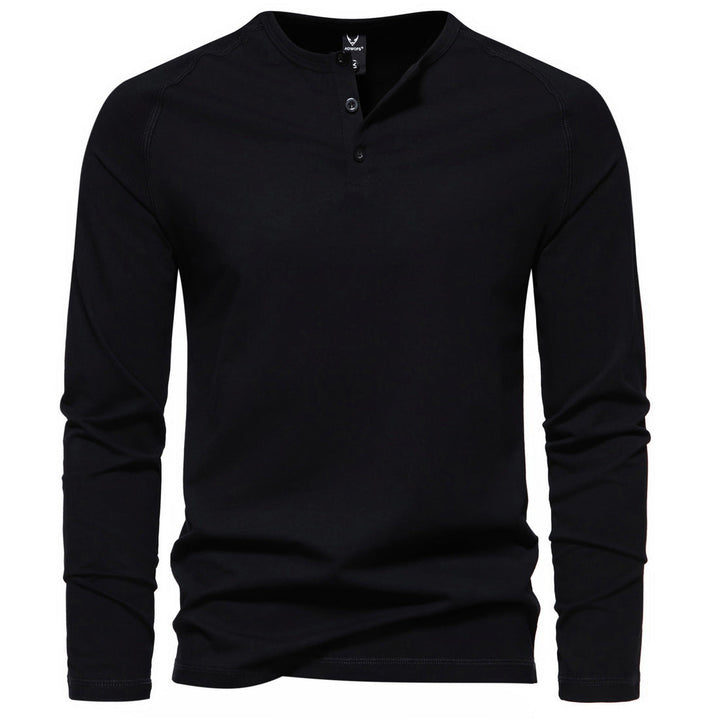 Tobias | Herren Langarm Henley Shirt mit Knopfleiste