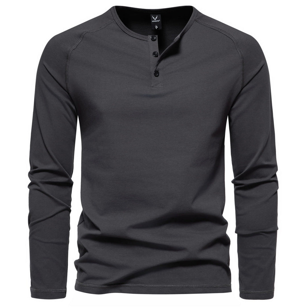Tobias | Herren Langarm Henley Shirt mit Knopfleiste