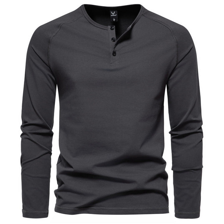 Tobias | Herren Langarm Henley Shirt mit Knopfleiste