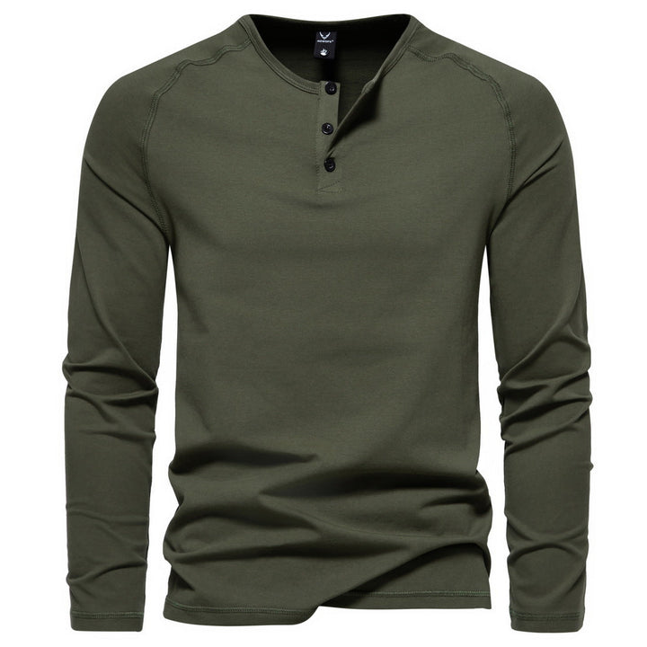 Tobias | Herren Langarm Henley Shirt mit Knopfleiste